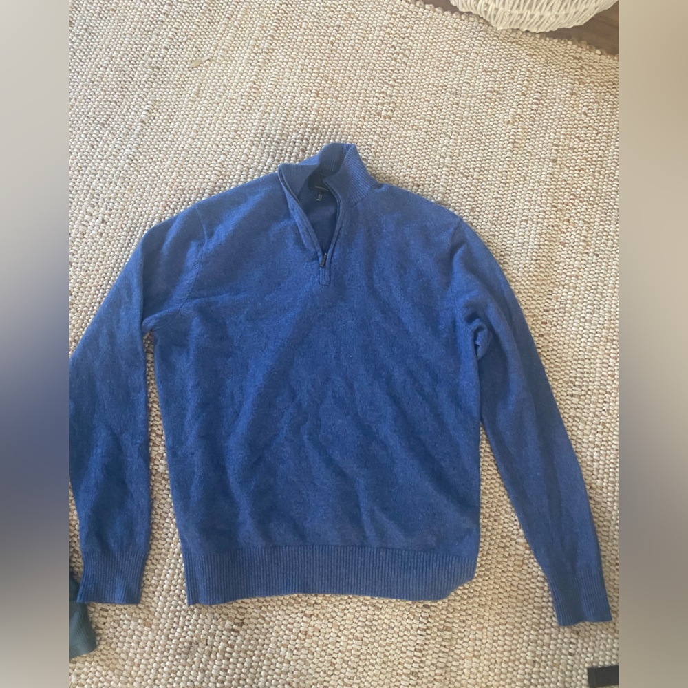 Men's Cashmere Blue Half-Zip Sweater